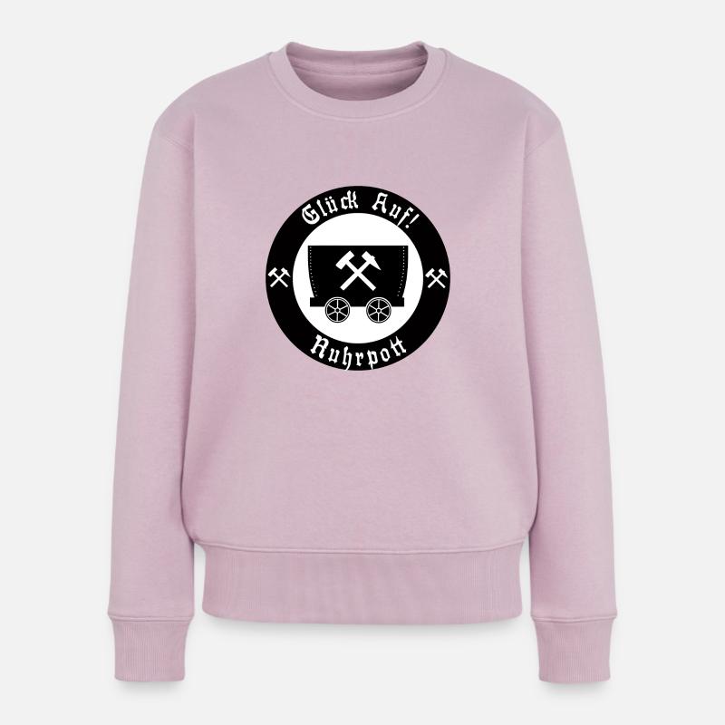 Glück Auf! Logo Ruhrpott mit Lore - Frauen Premium Bio Pullover - Altrosa