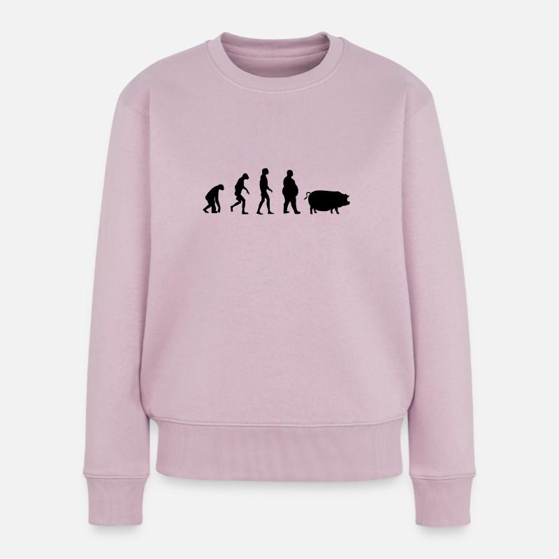 Evolution vom Affe zum Mensch zum Schwein - Frauen Premium Bio Pullover - Altrosa