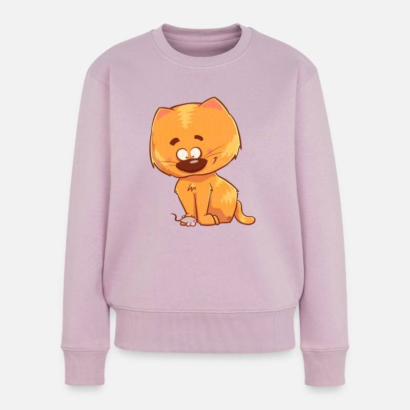 Chat, orange et mignon - Pull Premium bio Femme - rose poudré