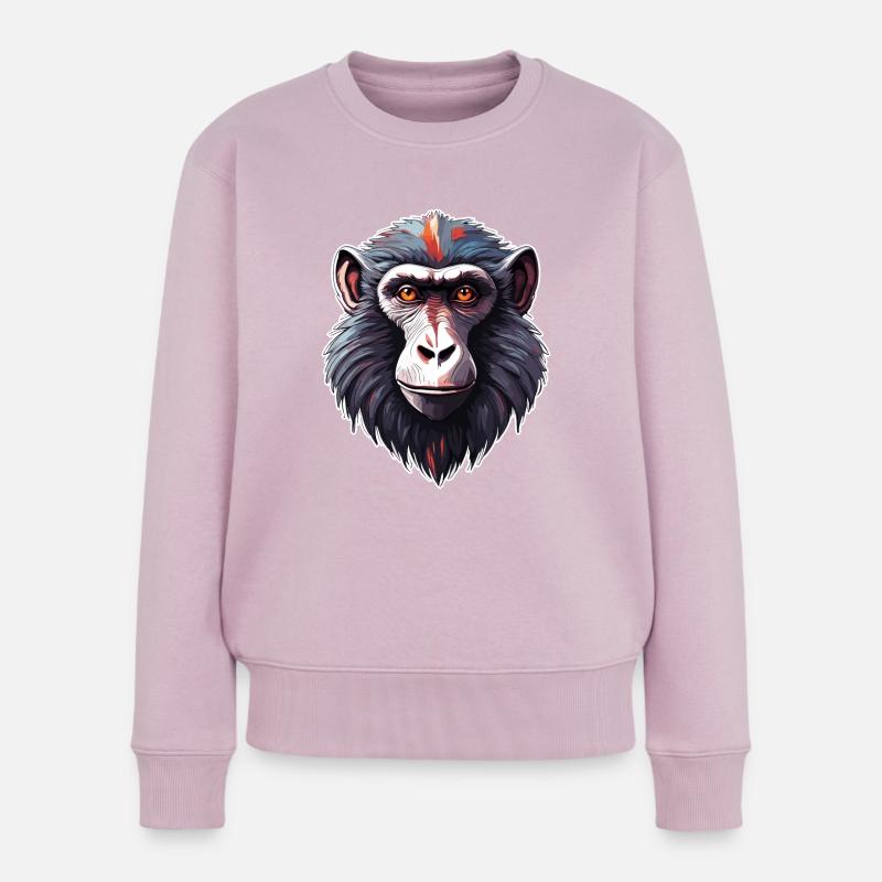 Affe / Tier / Zoo / Babian / Wild / Comic - Frauen Premium Bio Pullover - Altrosa