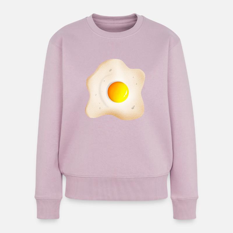 gebratenes Spiegelei mit Eigelb und Eiweiß - Frauen Premium Bio Pullover - Altrosa