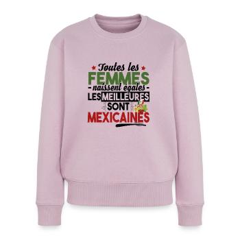 Mexicaine Mexique Femme Cadeau Espagnol Humour - Pull Premium bio Femme - rose poudré - Devant - Julia (174cm)