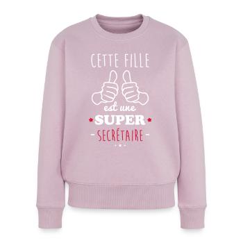 Fille super secrétaire - Pull Premium bio Femme - rose poudré - Devant - Julia (174cm)