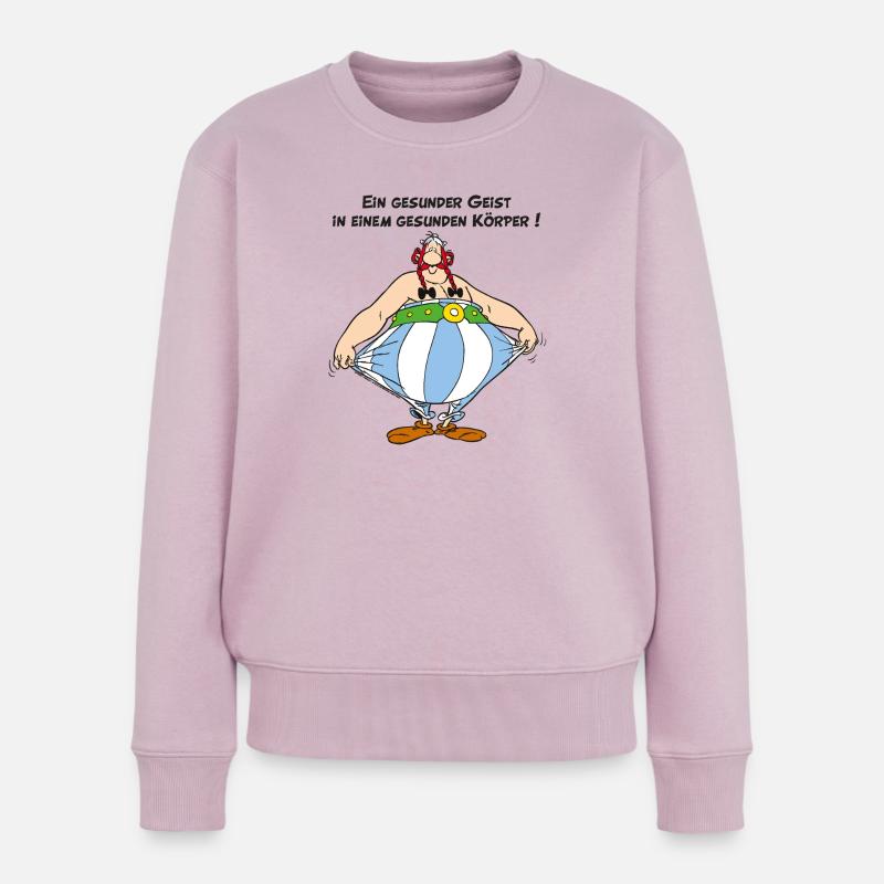 Obelix: Ein gesunder Geist, in einem Gesunden Kör - Frauen Premium Bio Pullover - Altrosa