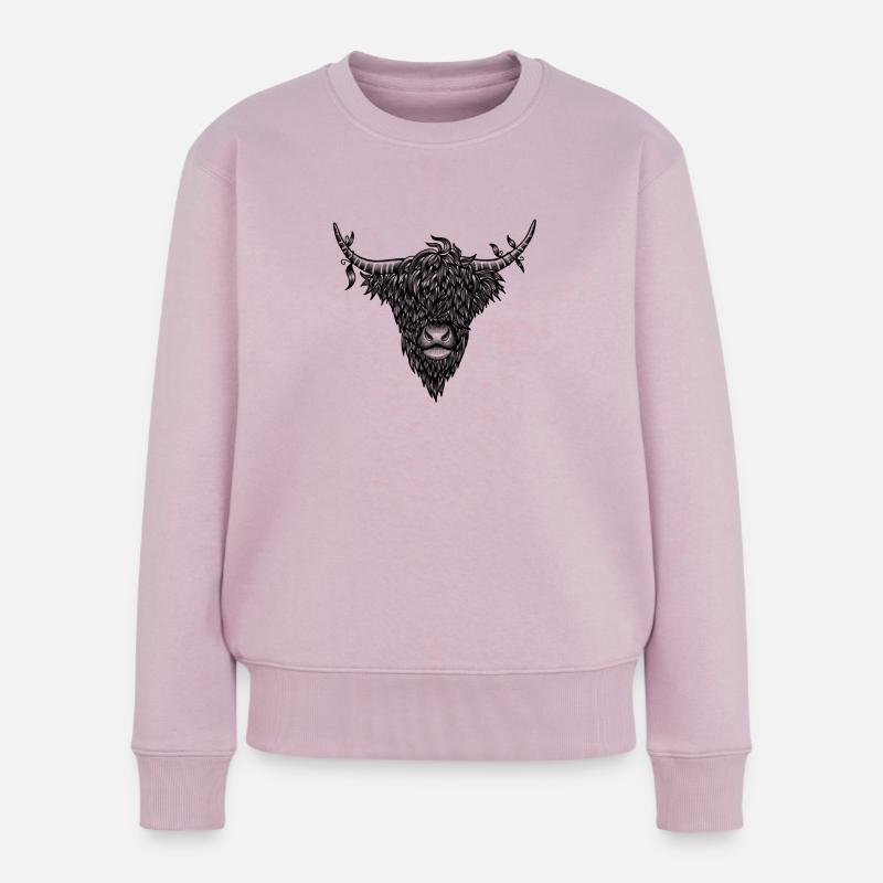 Vache Highland - Pull Premium bio Femme - rose poudré