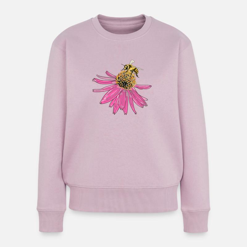 Echinacea, Sonnenhut, Biene - Frauen Premium Bio Pullover - Altrosa
