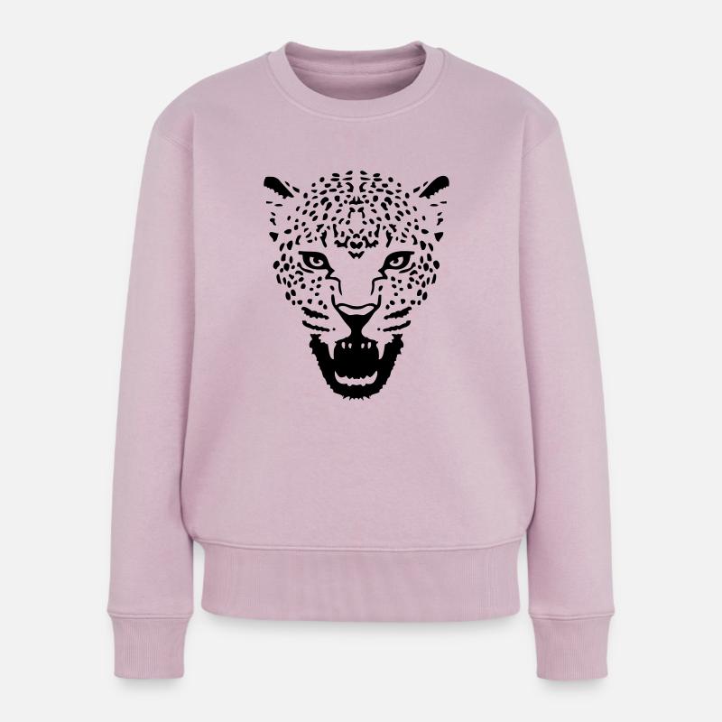 katzenkopf katzen leopard panther cougar - Frauen Premium Bio Pullover - Altrosa