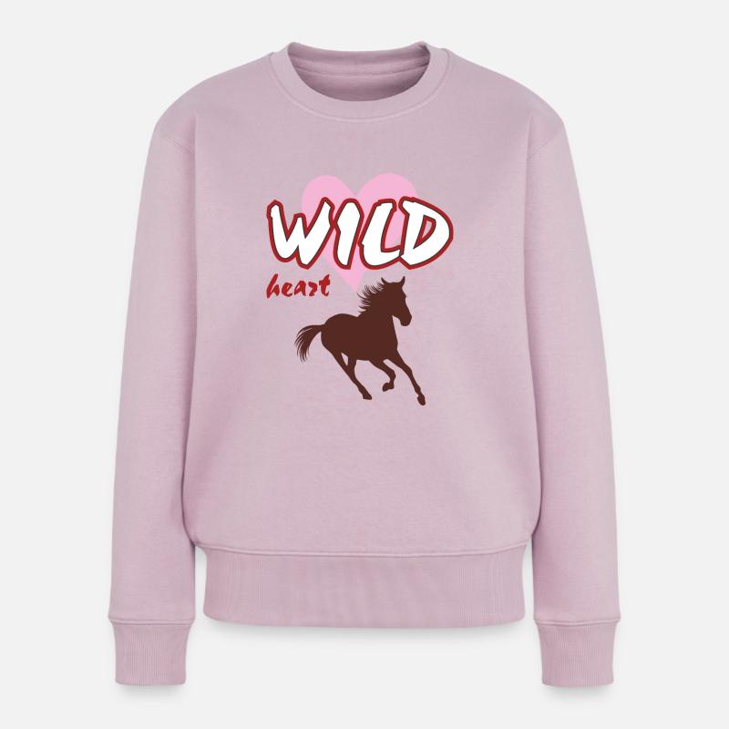Silhouette eines laufenden Pferdes Wild Heart - Frauen Premium Bio Pullover - Altrosa