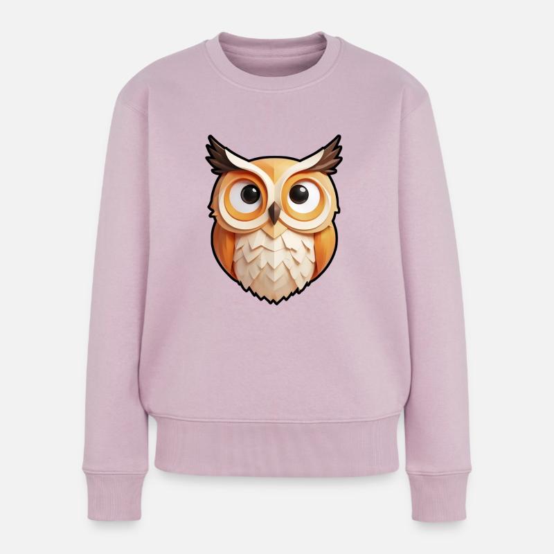Niedlicher kleiner Eulenkopf - Frauen Premium Bio Pullover - Altrosa