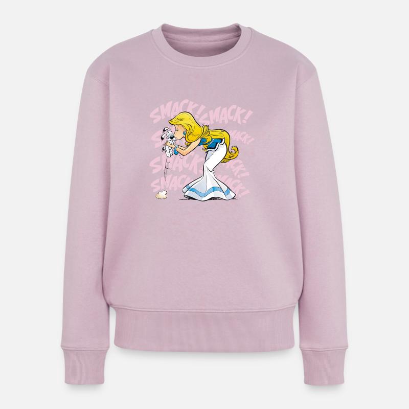 Asterix & Obelix - Falbala mit Idefix - Frauen Premium Bio Pullover - Altrosa