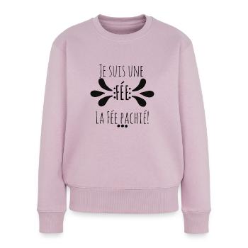Je suis une fée, la fée pachier ! Humour fille - Pull Premium bio Femme - rose poudré - Devant - Julia (174cm)