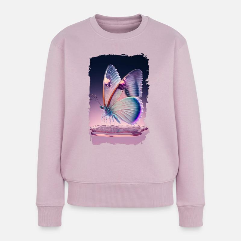 Schmelzender Schmetterling - Frauen Premium Bio Pullover - Altrosa