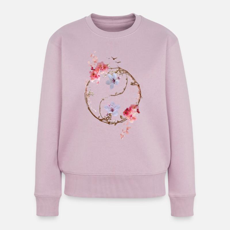 YinYangFlowers - Frauen Premium Bio Pullover - Altrosa