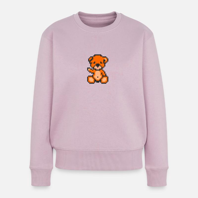 Pixel Bär Orange - Frauen Premium Bio Pullover - Altrosa