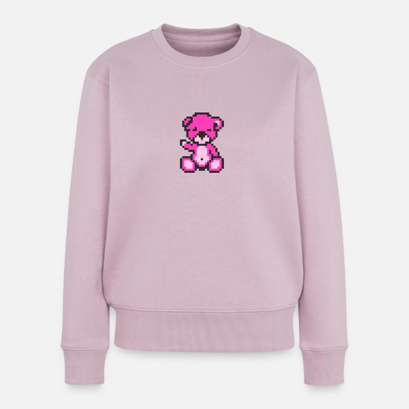 Pixel Bear Neon Magenta - Pull Premium bio Femme - rose poudré