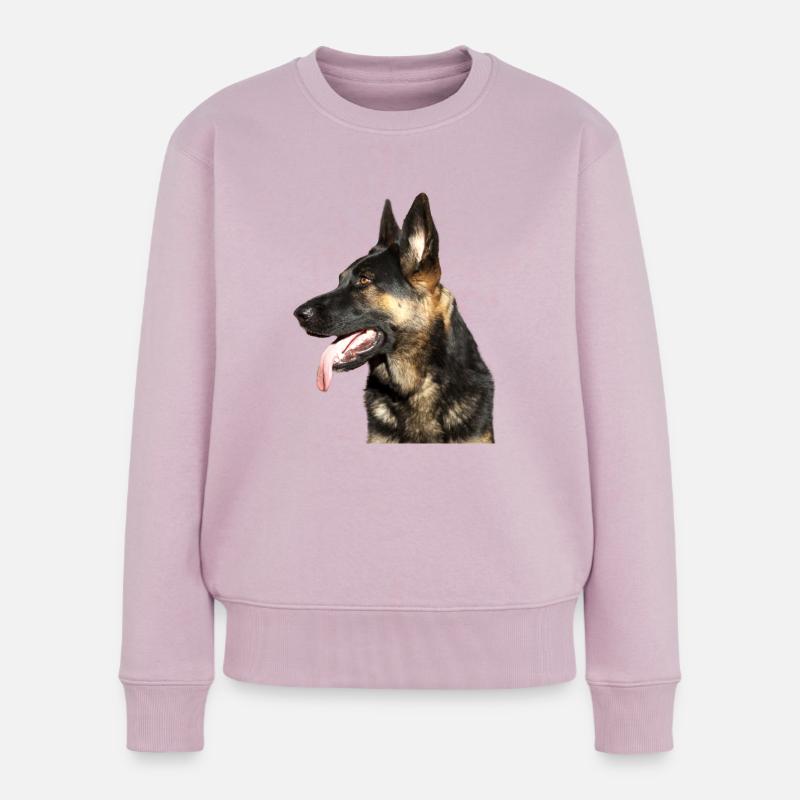 Deutscher Schäferhund Kopf - Frauen Premium Bio Pullover - Altrosa