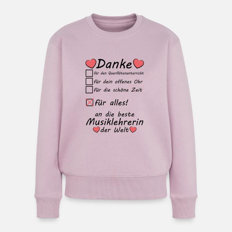 Querflöte Musiklehrerin Lehrerin Danke sagen - Frauen Premium Bio Pullover - Altrosa