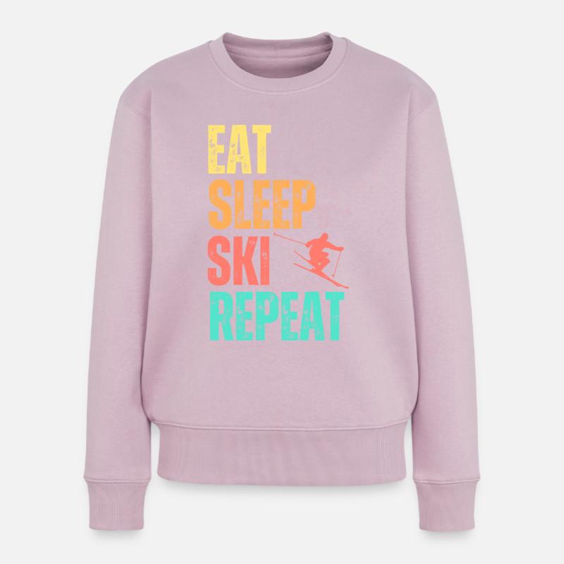 Eat Sleep Ski Repeat - Frauen Premium Bio Pullover - Altrosa