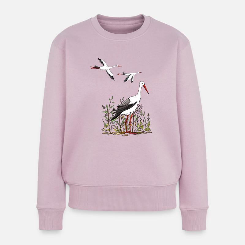 Störche - Frauen Premium Bio Pullover - Altrosa