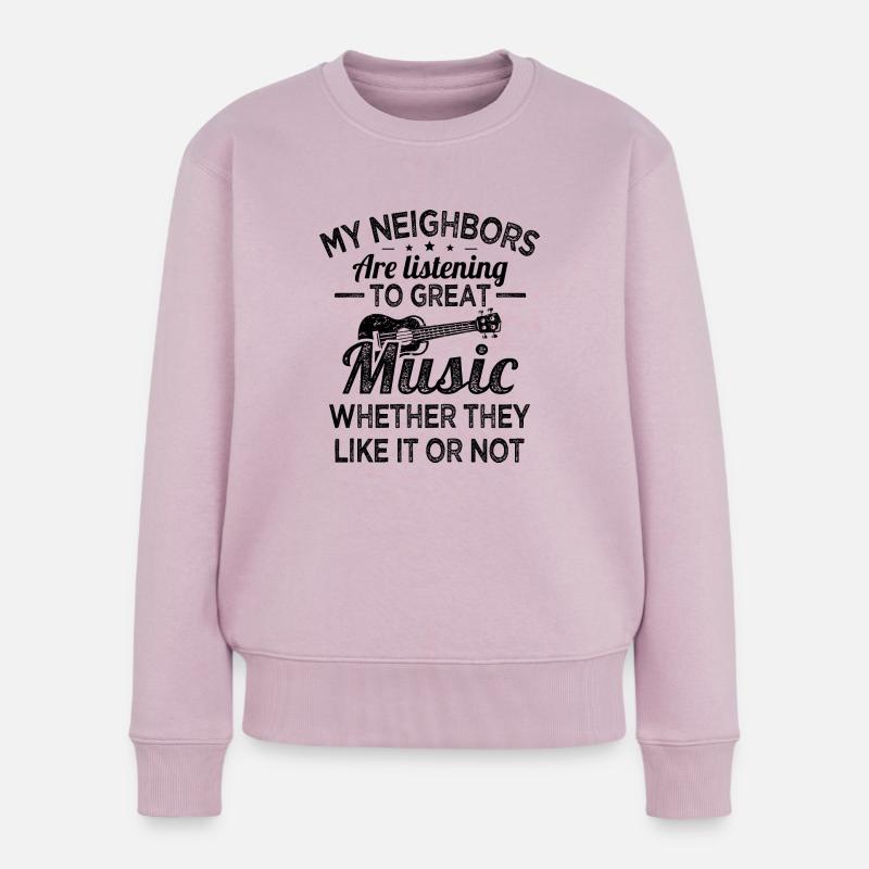 Ukulele Nachbar hört gute Musik Uke Musiker - Frauen Premium Bio Pullover - Altrosa