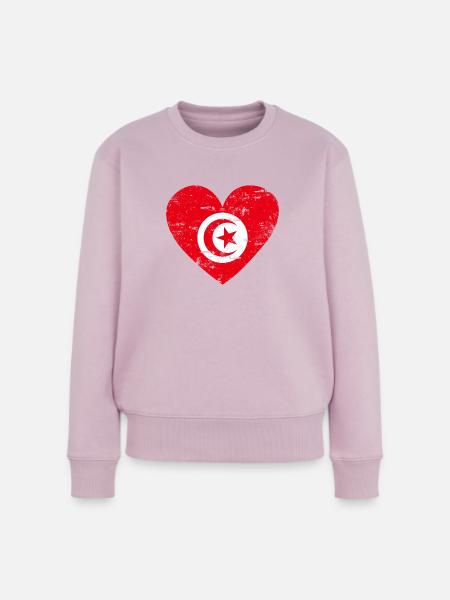 Tunesien Flaggenherz - Frauen Premium Bio Pullover - Altrosa