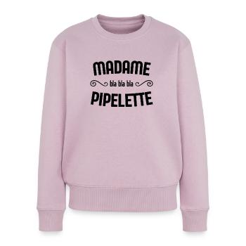 Madame pipelette - Pull Premium bio Femme - rose poudré - Devant - Julia (174cm)