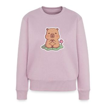 Niedliches Capybara, das auf Lotusblatt meditiert - Frauen Premium Bio Pullover - Altrosa - Vorne - Julia (174cm)
