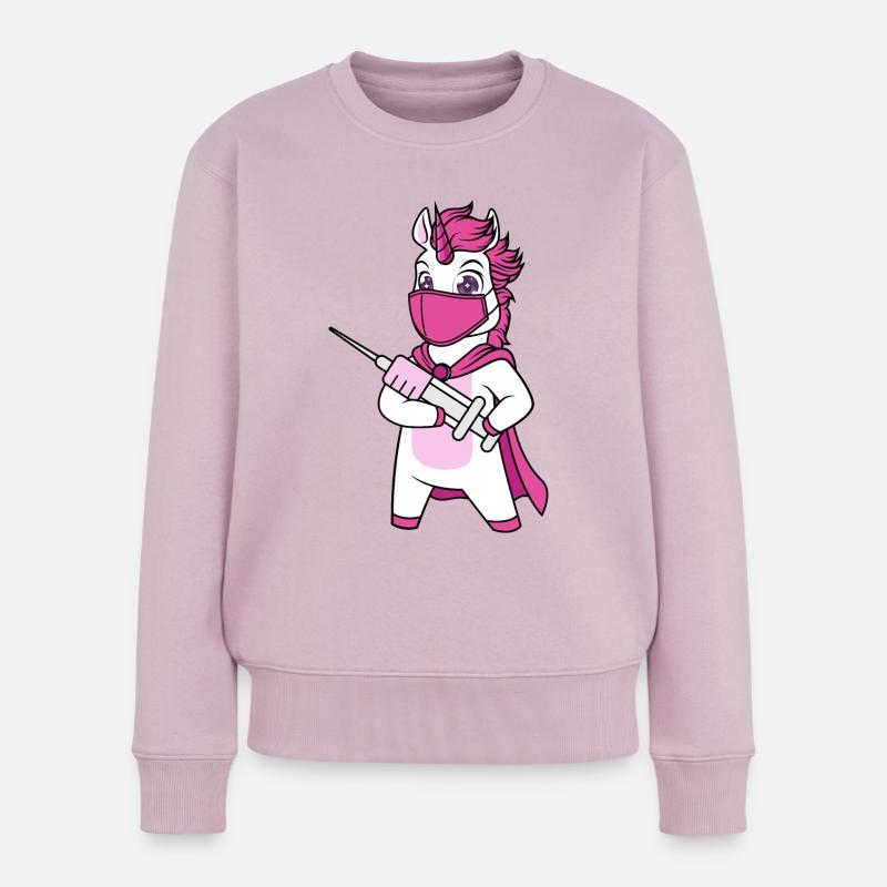 Geimpft Impfung Immunicorn Einhorn - Frauen Premium Bio Pullover - Altrosa