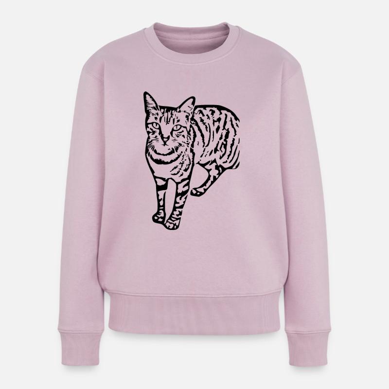 Schwarze Katze Katze Süßes Kätzchen Weihnachtsgeschenk - Frauen Premium Bio Pullover - Altrosa