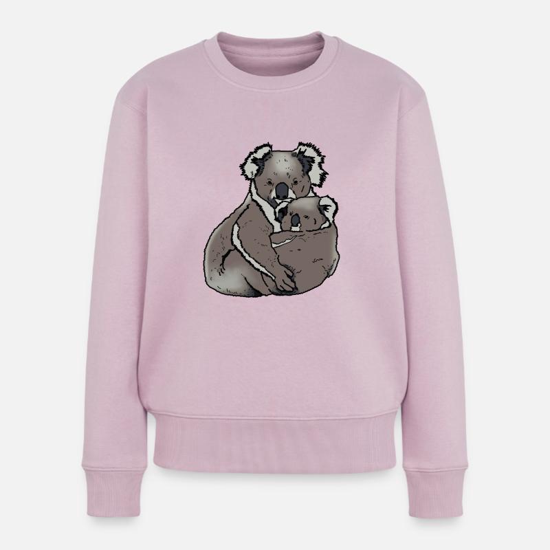 Koala - Mama mit Baby - Frauen Premium Bio Pullover - Altrosa