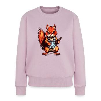 Eichhörnchen als bewaffneter Söldner - Frauen Premium Bio Pullover - Altrosa - Vorne - Julia (174cm)