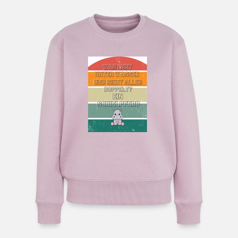 Retro Nilpferd - Frauen Premium Bio Pullover - Altrosa