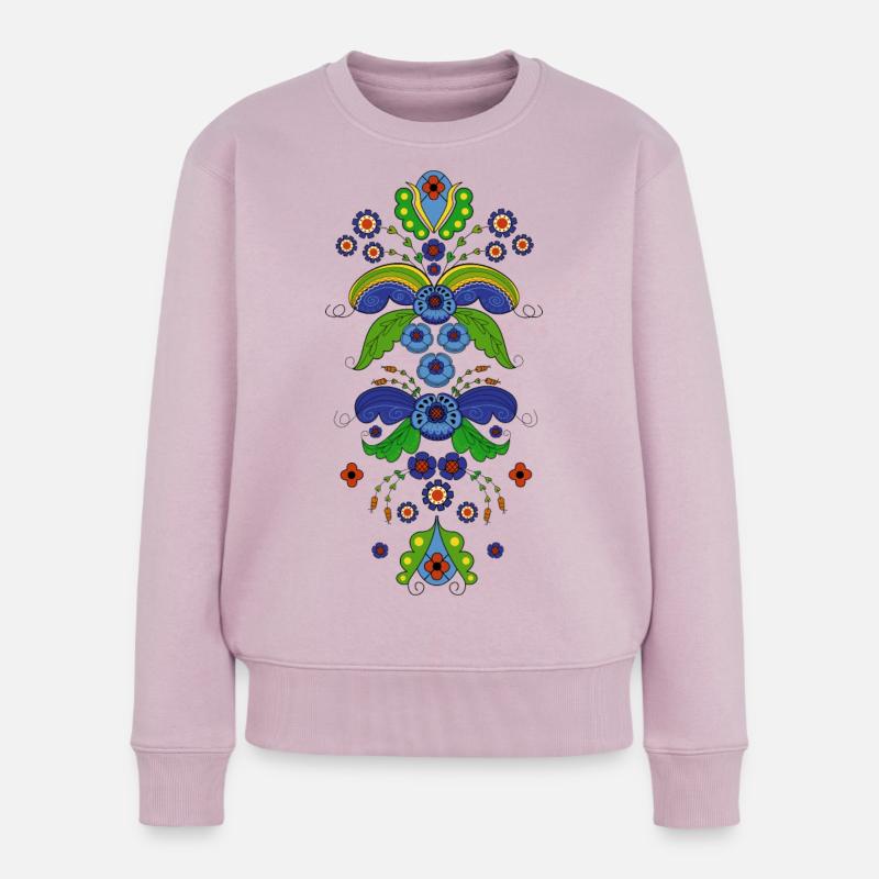 Folklore Blumen Kostüm - Kurbits - Frauen Premium Bio Pullover - Altrosa