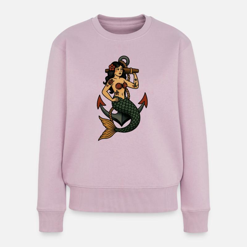 Sirene Tatouage Traditionnel - Pull Premium bio Femme - rose poudré