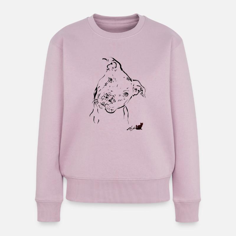Schwarzer Pitbull - Frauen Premium Bio Pullover - Altrosa