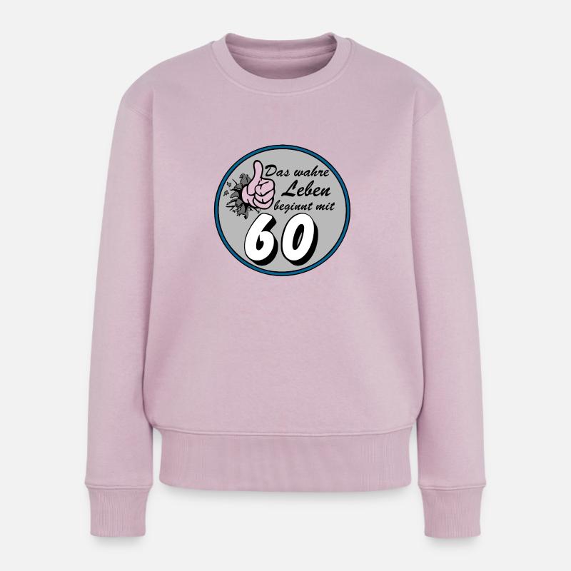 60. Geburtstag ,Das wahre Leben - Frauen Premium Bio Pullover - Altrosa