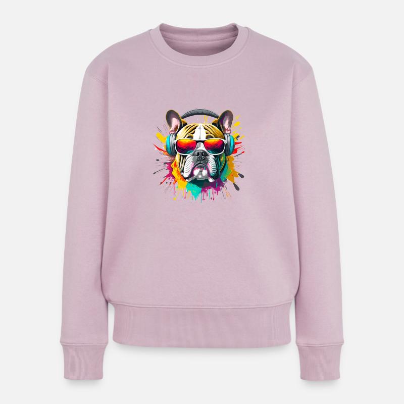 Bouledogue Hipster - Pull Premium bio Femme - rose poudré