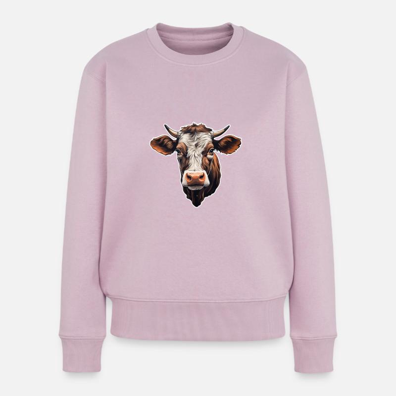 Kuhkopf - Frauen Premium Bio Pullover - Altrosa