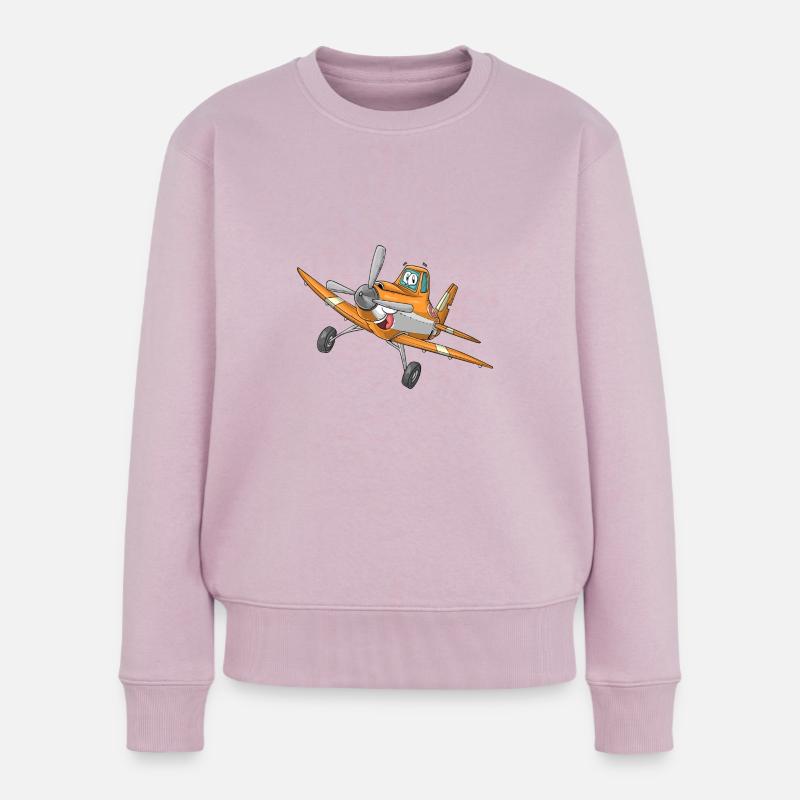 Flugzeug mit Gesicht - Frauen Premium Bio Pullover - Altrosa