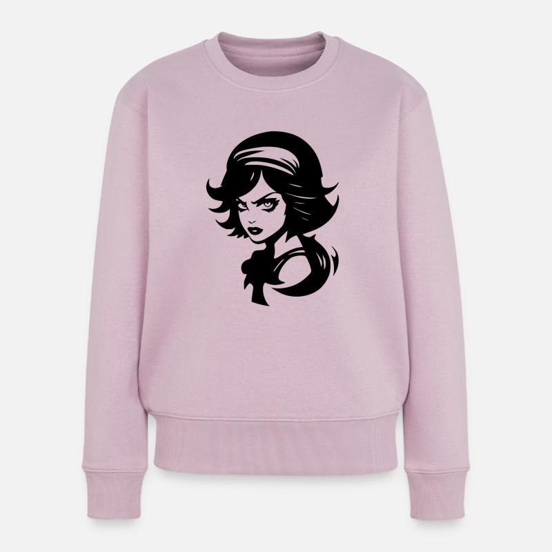 Wütendes böses Mädchen - Frauen Premium Bio Pullover - Altrosa