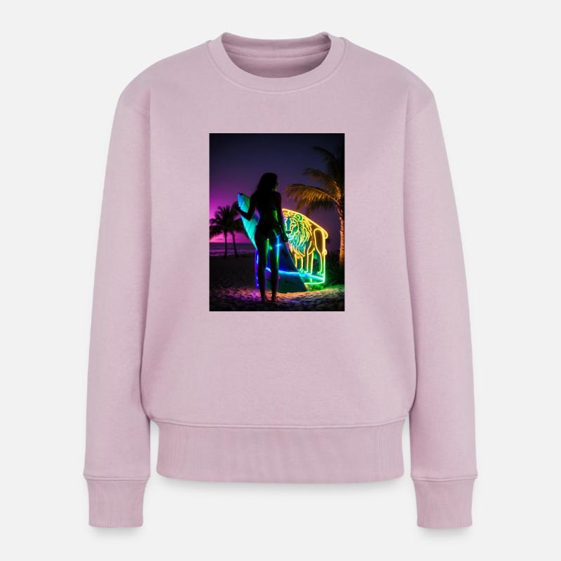 Lion Surfer - Frauen Premium Bio Pullover - Altrosa