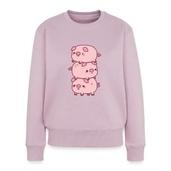 Pile mignonne de trois petits cochons drôle - Pull Premium bio Femme - rose poudré - Devant - Julia (174cm)