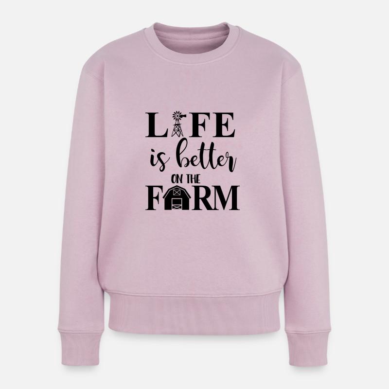 Das Leben auf dem Bauernhof ist besser - Frauen Premium Bio Pullover - Altrosa