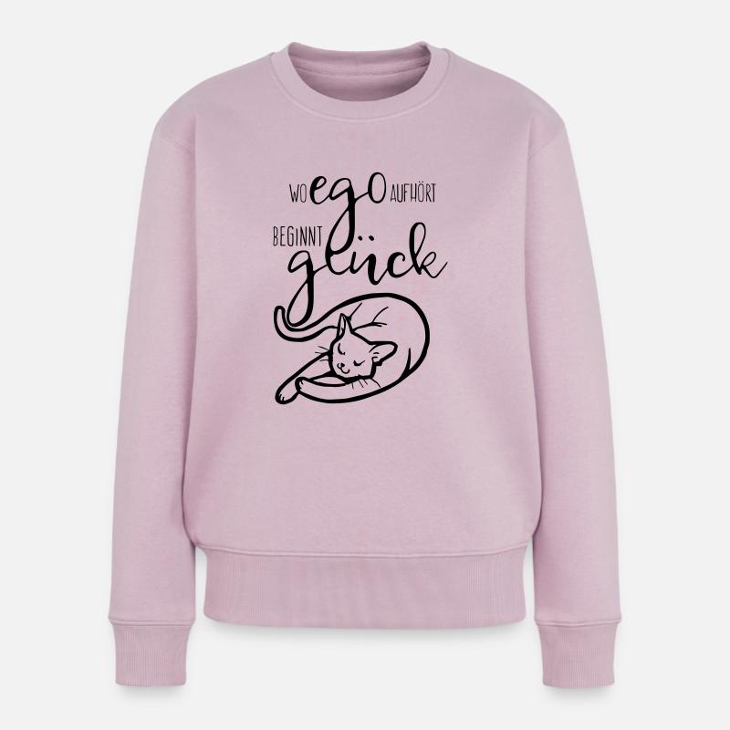 Katze Glück - Frauen Premium Bio Pullover - Altrosa