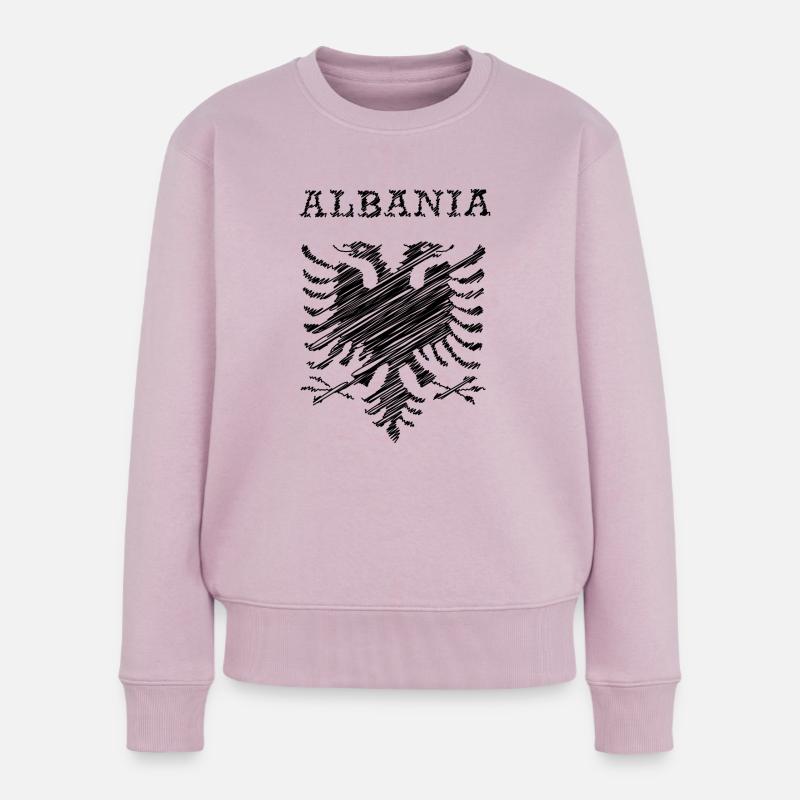 Albania, scribble black - Frauen Premium Bio Pullover - Altrosa