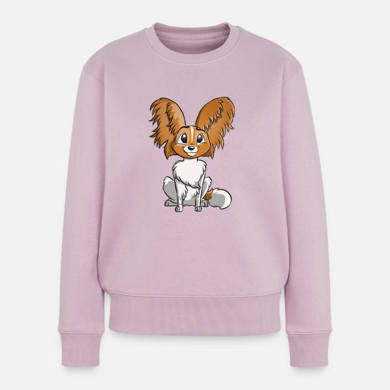 Epagneul Papillon - Pull Premium bio Femme - rose poudré