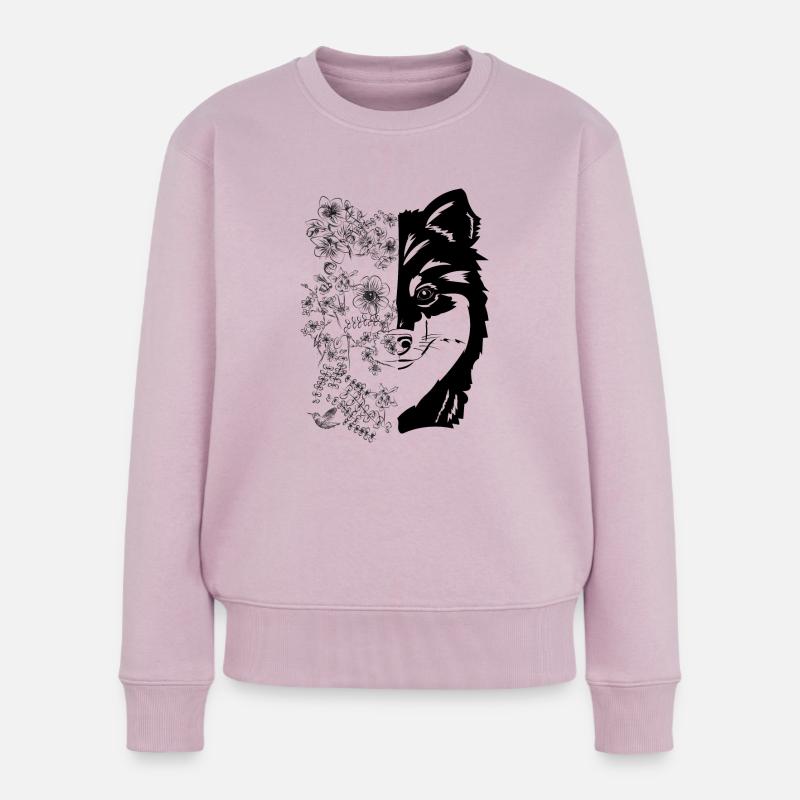Finnischer Lapphund mit Blumen - Frauen Premium Bio Pullover - Altrosa