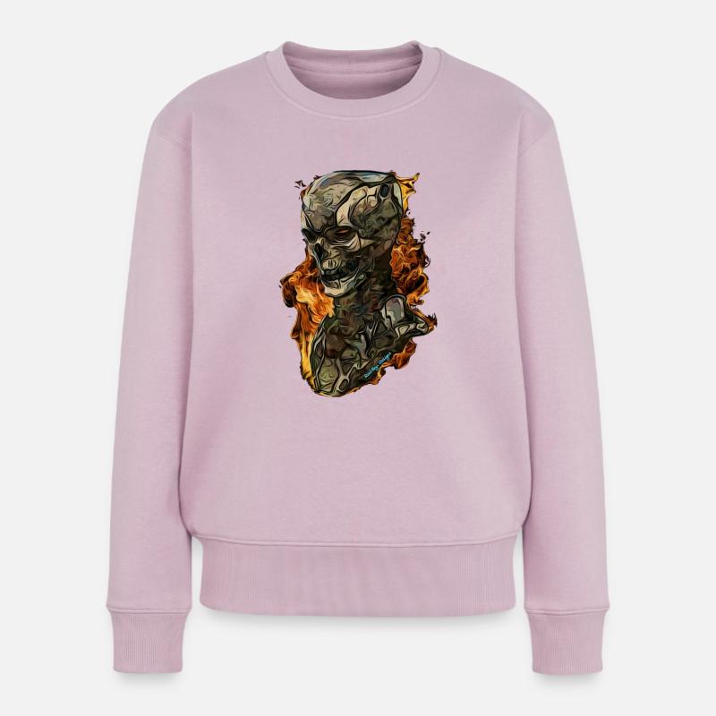 Skull cyborg - Frauen Premium Bio Pullover - Altrosa