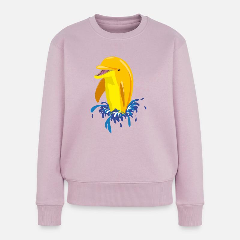 Delphin gelb Spritzer - Frauen Premium Bio Pullover - Altrosa