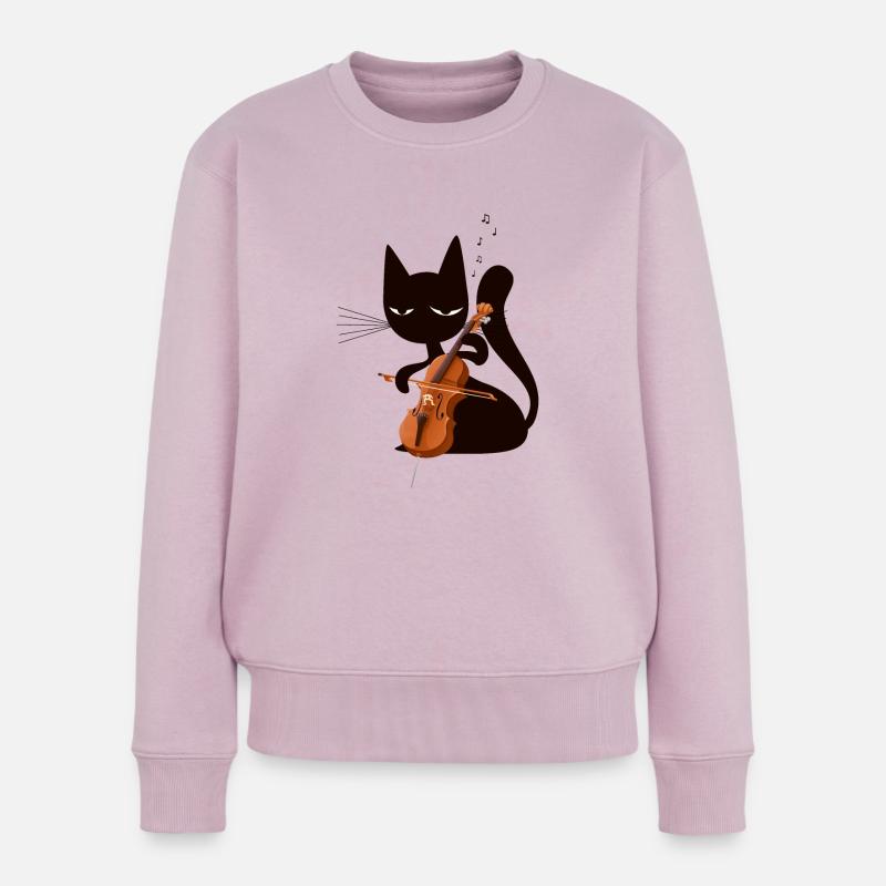 Cellist Katze - Frauen Premium Bio Pullover - Altrosa